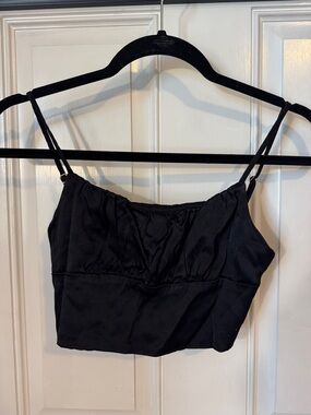 Zara Black Cropped Cami with Adjustable Spaghetti Straps